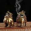 Antique Mythical Beast Figurines Small Incense Burner Retro Brass Hollow Incense Holder with Cover Home Decors Sandalwood Censer