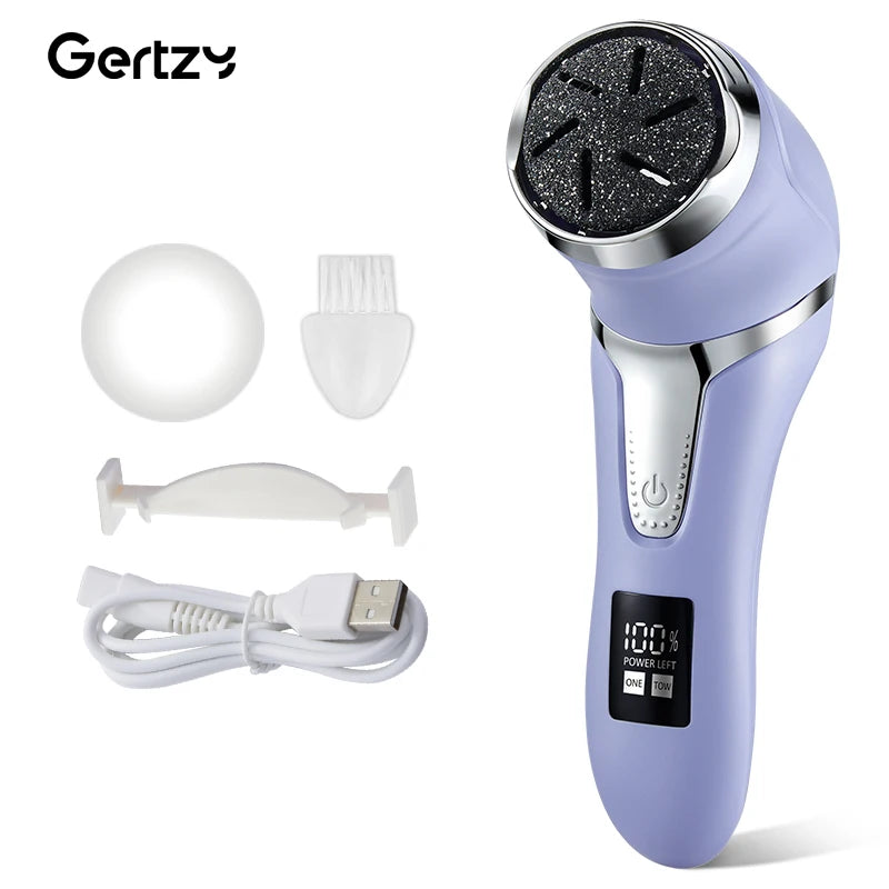 USB rechargeable professional foot care kit with LCD display, 2-speed, multiple heads for removing dead skin