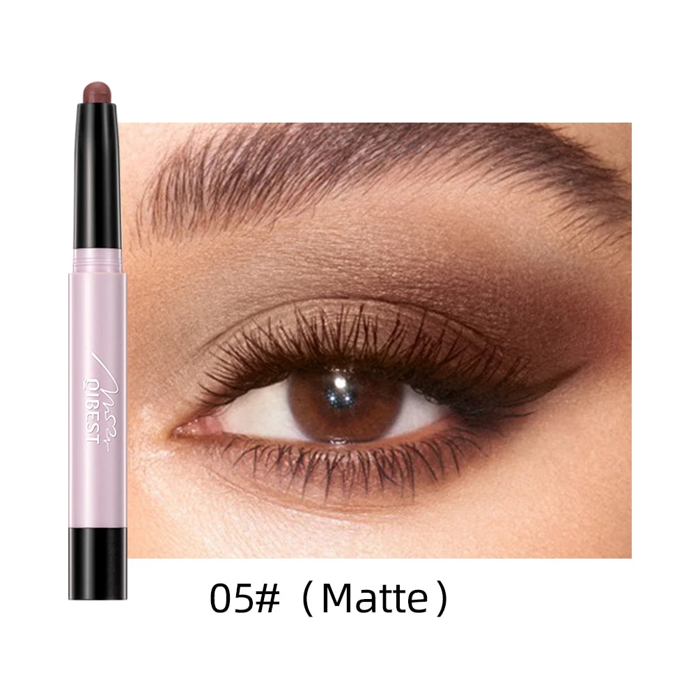 QIBEST Glitter Eyeshadow Stick Diamond Shimmer Waterproof Long Lasting 12 Colors Shiny Highlighter Makeup Eye Shadow Pencil