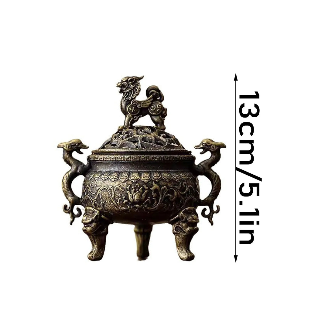 Vintage Alloy Incense Burner Stick Holder Three Legged Hollow Out Mini Sandalwood Censer Incense Burner Home Deco