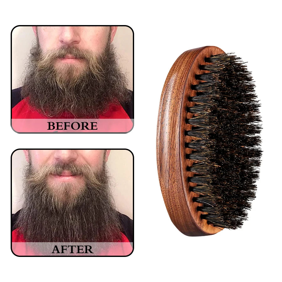 LOCKMIO Beard Grooming Set Musk Scent Beard Oil And High Quality Brush Nourishing Shine Soften Easily Shape Style For Men