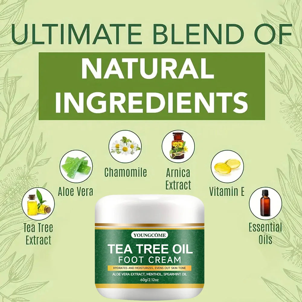 Foot moisturizer with aloe vera and tea tree oil to deeply nourish the skin, for dry and rough skin, daily hand and foot care