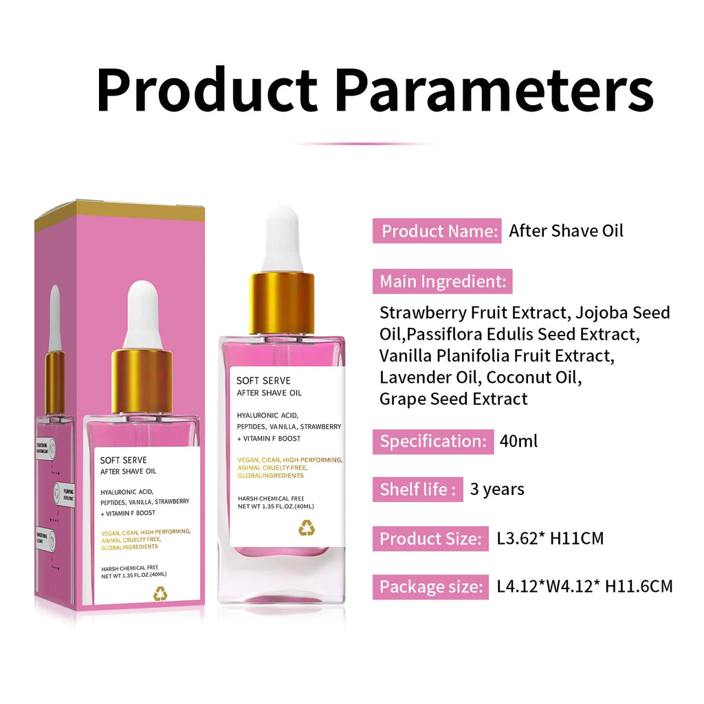 After Shave Oil Strawberry Vanilla Truly After Shave OilFor Smooth Skin Moisturizes Soft﻿ Skin Care women  Serve Shave Oil