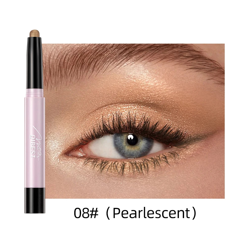 QIBEST Glitter Eyeshadow Stick Diamond Shimmer Waterproof Long Lasting 12 Colors Shiny Highlighter Makeup Eye Shadow Pencil