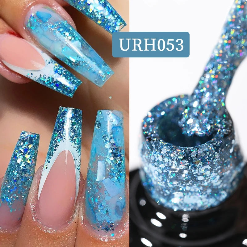 UR SUGAR 7ML Gel Nail Polish Red Glitter Sequins Manicure Semi Permanent Base Matte Top Coat Soak Off LED UV Nail Art Gel Varnis