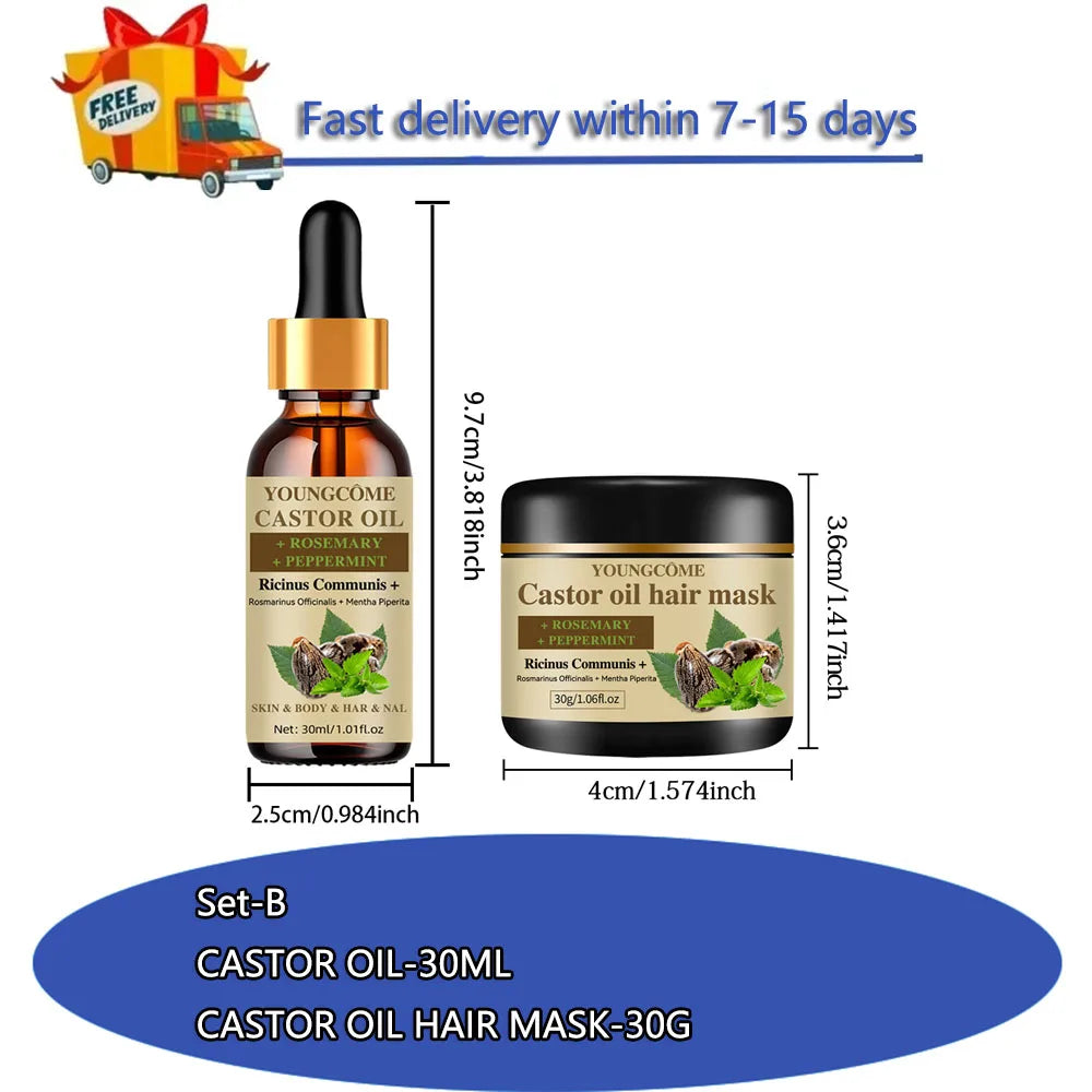 Castor Hair Care Oil Curl Defining Cream Set Non-stick Hydrates & eliminates frizz, Hair-Smoothing Anti-Frizz Cream to Define