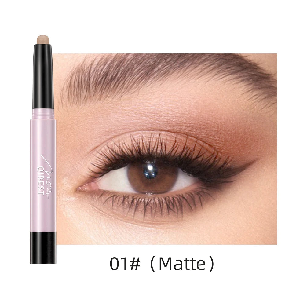 QIBEST Glitter Eyeshadow Stick Diamond Shimmer Waterproof Long Lasting 12 Colors Shiny Highlighter Makeup Eye Shadow Pencil