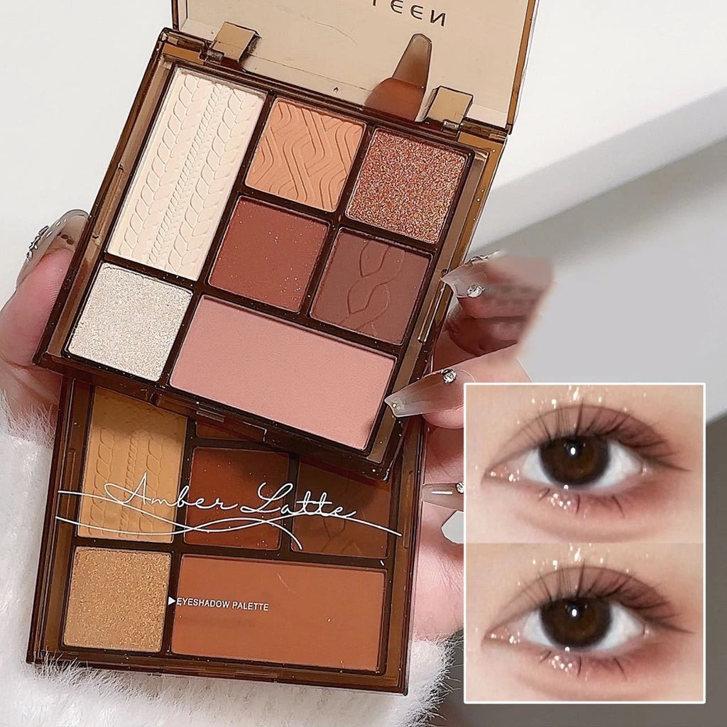 7 Colors Rose Red Brown Eye Shadow Palette Matte Glitter Pearly Eyeshadow Palette Lasting Charming Eye Makeup Palette Cosmetics