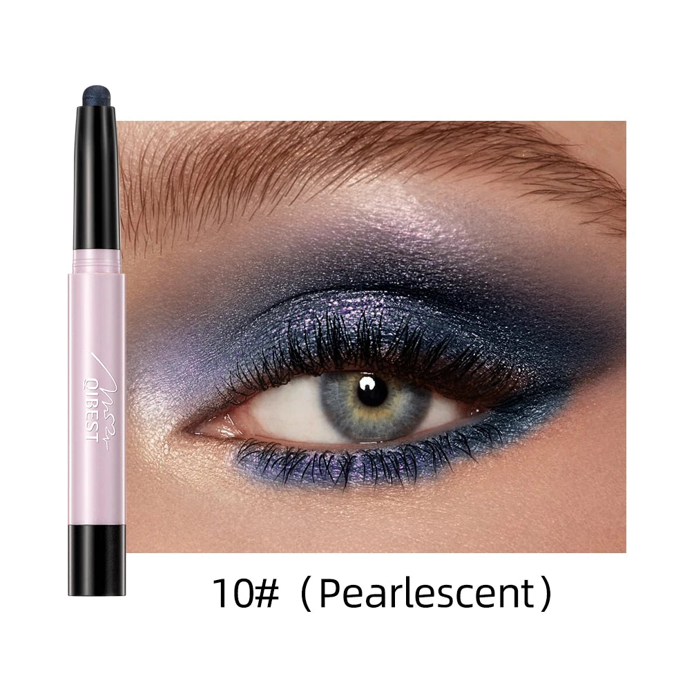 QIBEST Glitter Eyeshadow Stick Diamond Shimmer Waterproof Long Lasting 12 Colors Shiny Highlighter Makeup Eye Shadow Pencil