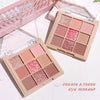 Shiny 9 Color Eyeshadow Palette Shiny Pearly Glitter FinishBrown Coral Chocolate Golden Eyeshadow Palette