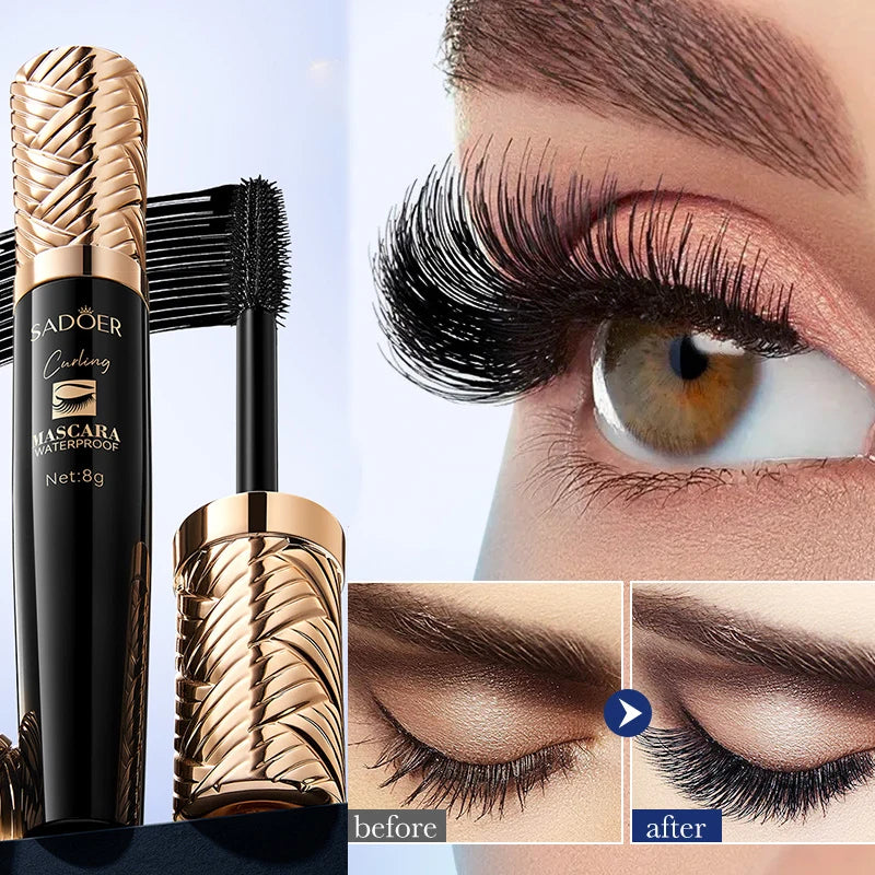 5D Waterproof Mascara Lengthens Eyelashes Extension Black Silk Fiber Mascara Female Makeup Cosmetic Waterproof Mascara