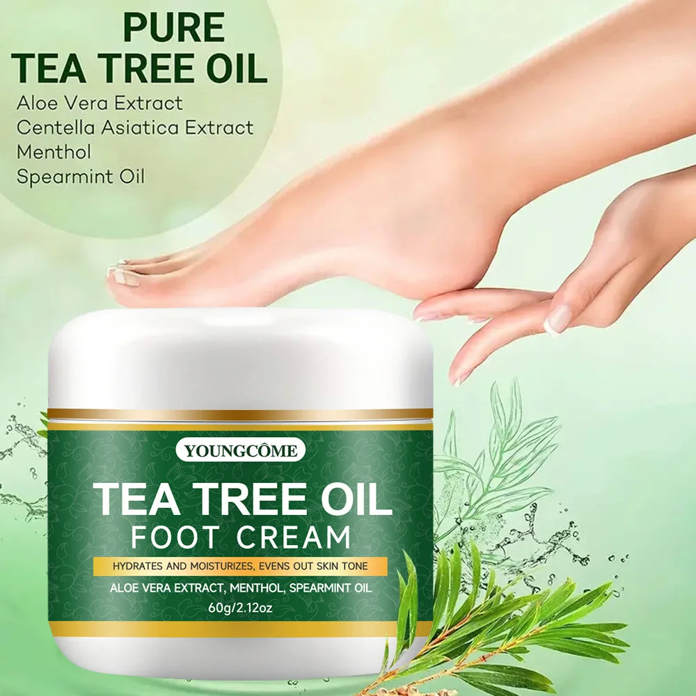Foot moisturizer with aloe vera and tea tree oil to deeply nourish the skin, for dry and rough skin, daily hand and foot care
