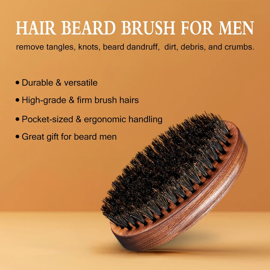 LOCKMIO Beard Grooming Set Musk Scent Beard Oil And High Quality Brush Nourishing Shine Soften Easily Shape Style For Men