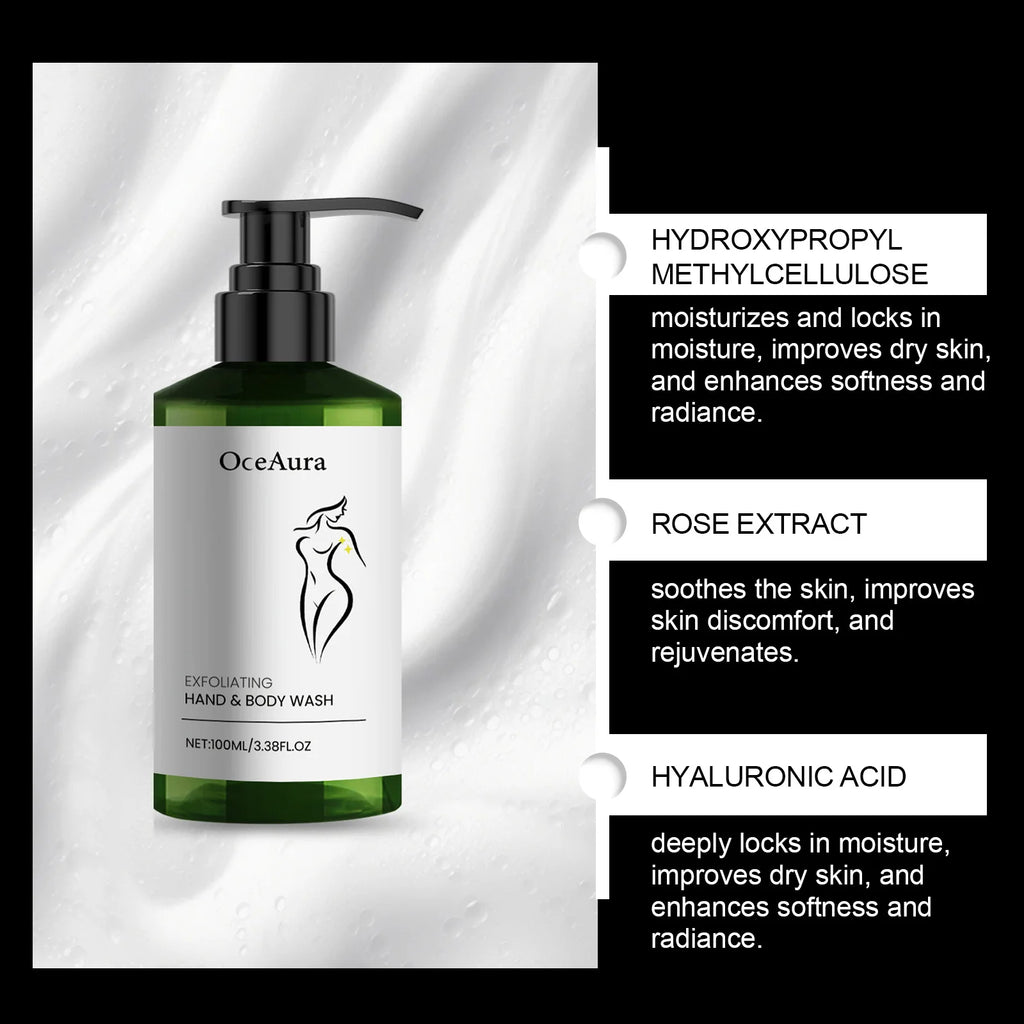 OceAura Daily Gentle Exfoliating Body Wash - Hydrating Moisturizer for Dry Sensitive Skin, Renews Skin, Fights Roughness & Dulln