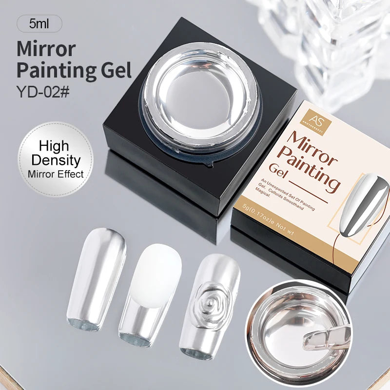 AS 5ml Silver Metallic Painting Liner Gel Polish Super Bright Mirror Gel Nail Polish Semi Permanent Lines French Nail