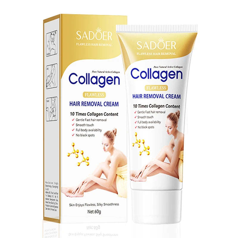 SADOER Collagen Ossein Hair Removal Cream Non Irritating Quick Whole Body Axillary Armpit Arm Leg Privates Hair Remover Creams
