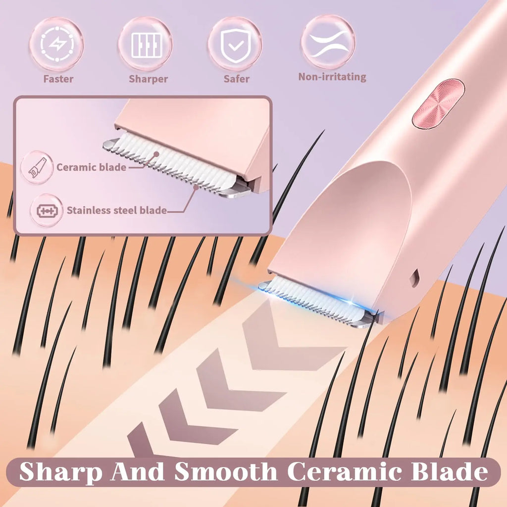 2 in 1 Double Head Dual Bikini Hair Trimmer Detachable Head Shaver Electric Shaver for Women Waterproof Wet &Dry Hair Razors