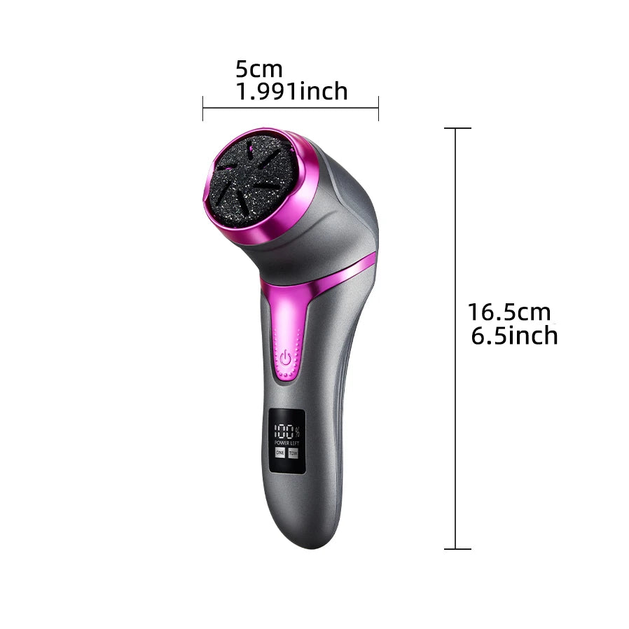 USB rechargeable professional foot care kit with LCD display, 2-speed, multiple heads for removing dead skin