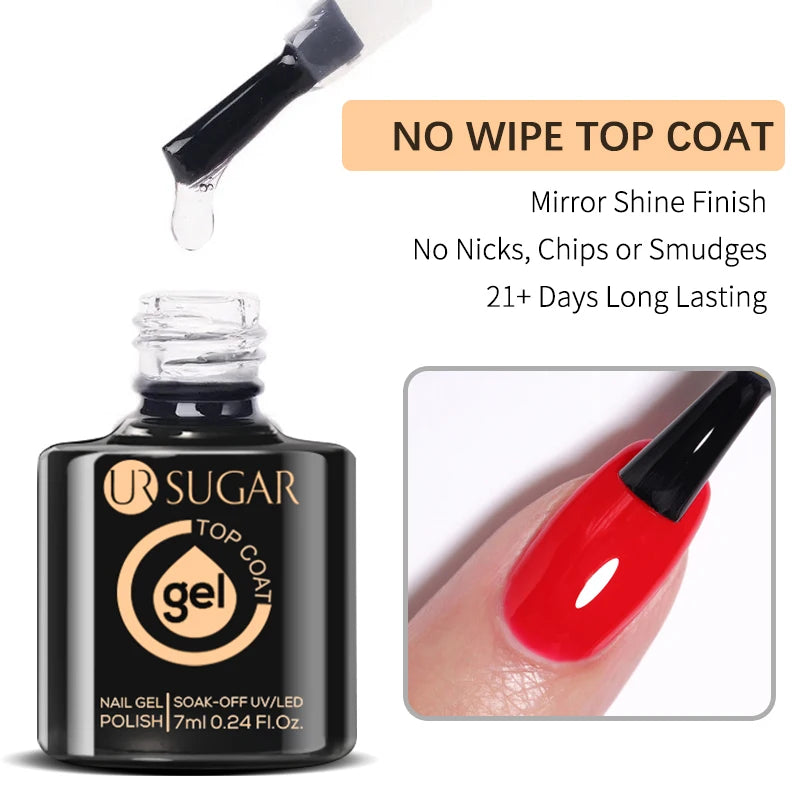 UR SUGAR 7ML Gel Nail Polish Red Glitter Sequins Manicure Semi Permanent Base Matte Top Coat Soak Off LED UV Nail Art Gel Varnis