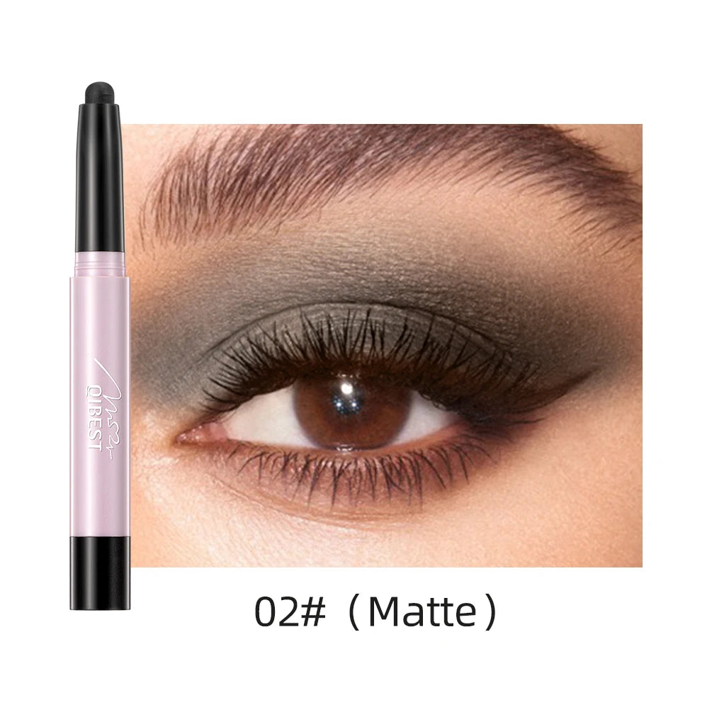 QIBEST Glitter Eyeshadow Stick Diamond Shimmer Waterproof Long Lasting 12 Colors Shiny Highlighter Makeup Eye Shadow Pencil