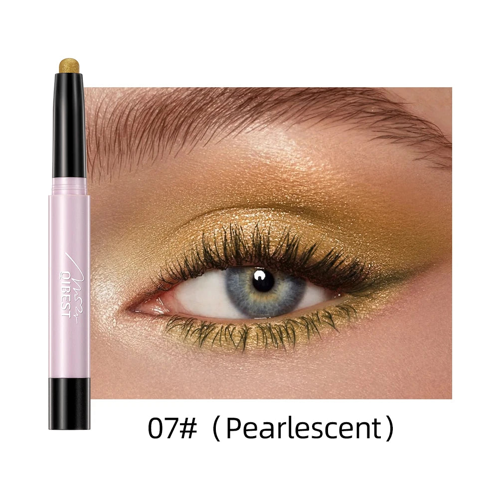QIBEST Glitter Eyeshadow Stick Diamond Shimmer Waterproof Long Lasting 12 Colors Shiny Highlighter Makeup Eye Shadow Pencil