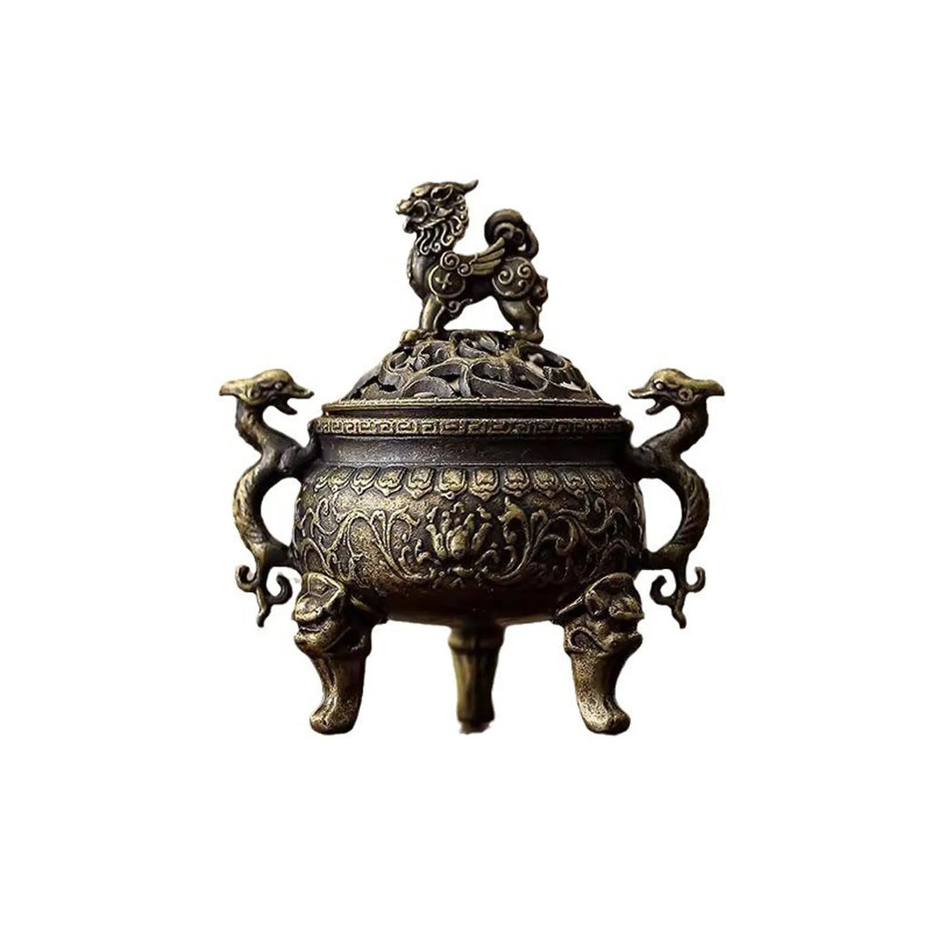 Vintage Alloy Incense Burner Stick Holder Three Legged Hollow Out Mini Sandalwood Censer Incense Burner Home Deco