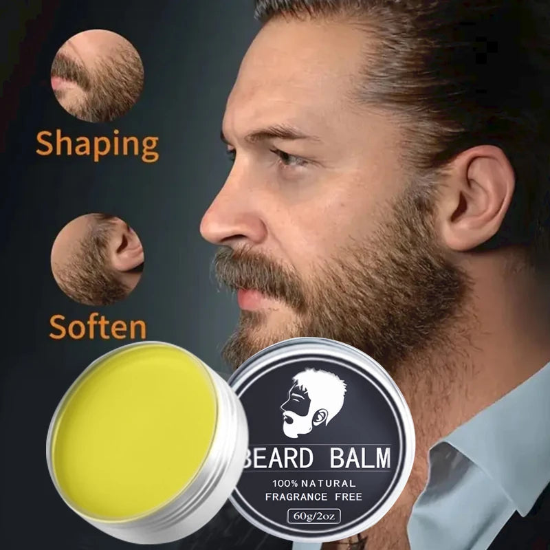 Beard Oil Set-Facial Beard Growth Oil Beard Wax Balm Natural Mustache Growing Essential Oil Beard Care Essence Oil Beard Cream