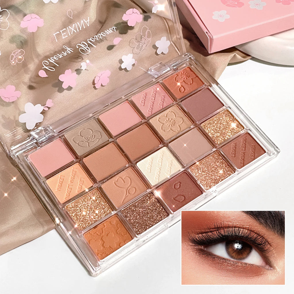 20-Color Eyeshadow Palette – Shimmer & Matte, Highly Pigmented, Blendable & Long-Lasting