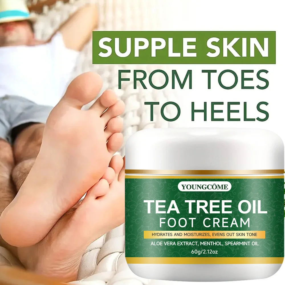 Foot moisturizer with aloe vera and tea tree oil to deeply nourish the skin, for dry and rough skin, daily hand and foot care
