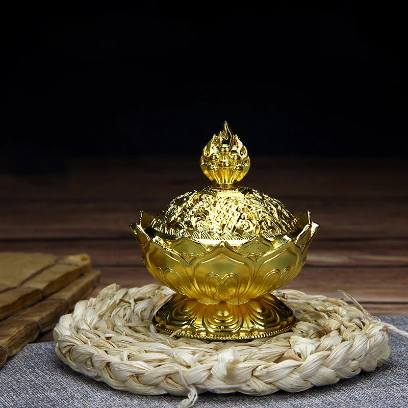 Copper Tower Incense Burner Sandalwood Incense Burner Lotus Incense Burner Incense Plug Ornaments Buddhist Temple Home Interior