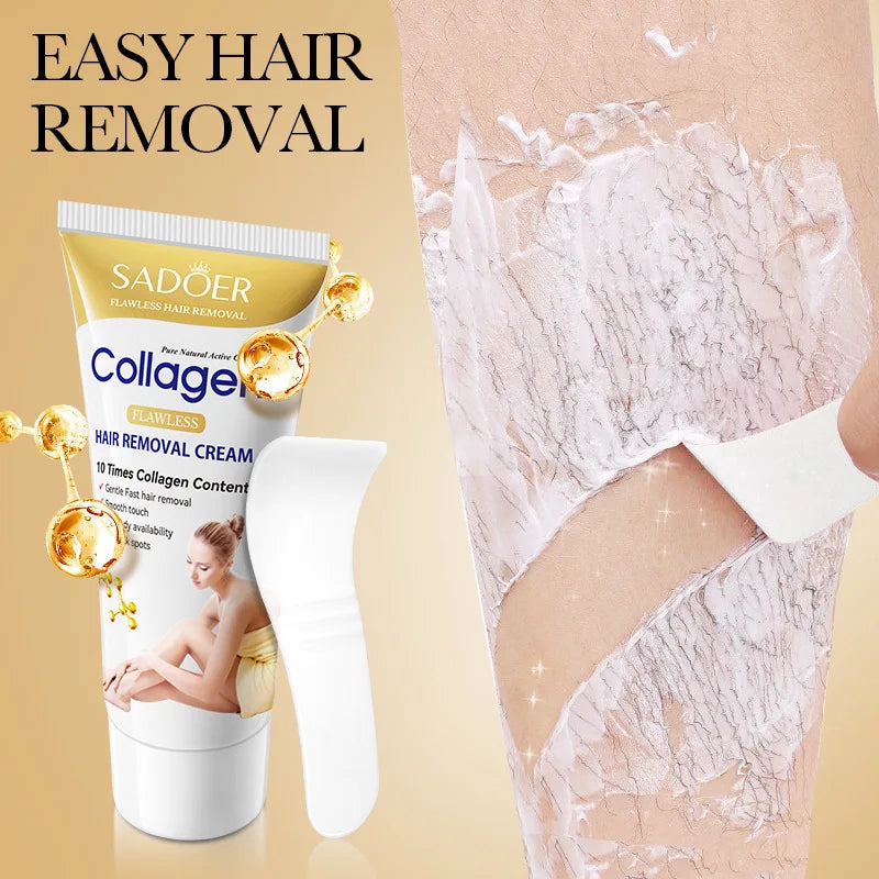 SADOER Collagen Ossein Hair Removal Cream Non Irritating Quick Whole Body Axillary Armpit Arm Leg Privates Hair Remover Creams