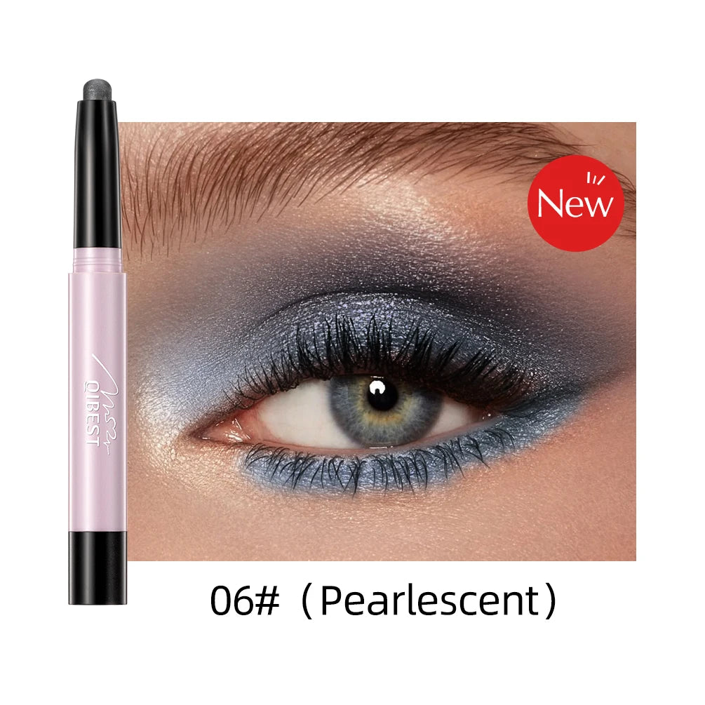 QIBEST Glitter Eyeshadow Stick Diamond Shimmer Waterproof Long Lasting 12 Colors Shiny Highlighter Makeup Eye Shadow Pencil