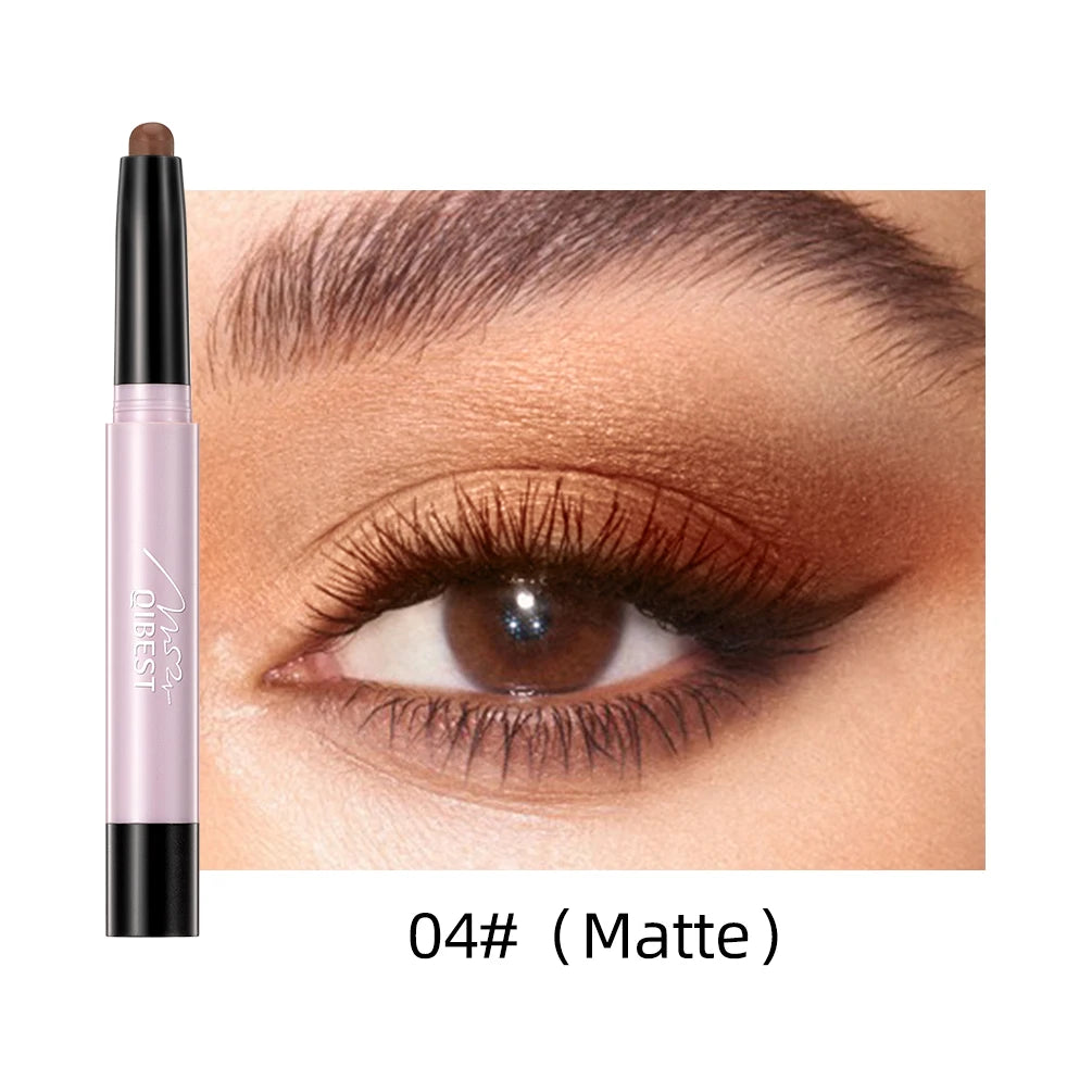 QIBEST Glitter Eyeshadow Stick Diamond Shimmer Waterproof Long Lasting 12 Colors Shiny Highlighter Makeup Eye Shadow Pencil