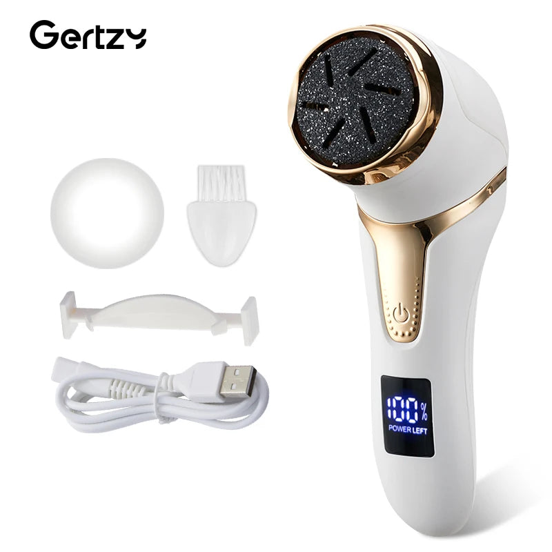 USB rechargeable professional foot care kit with LCD display, 2-speed, multiple heads for removing dead skin