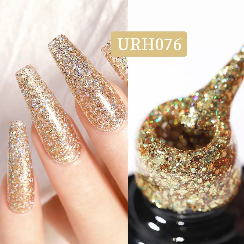 UR SUGAR 7ML Gel Nail Polish Red Glitter Sequins Manicure Semi Permanent Base Matte Top Coat Soak Off LED UV Nail Art Gel Varnis