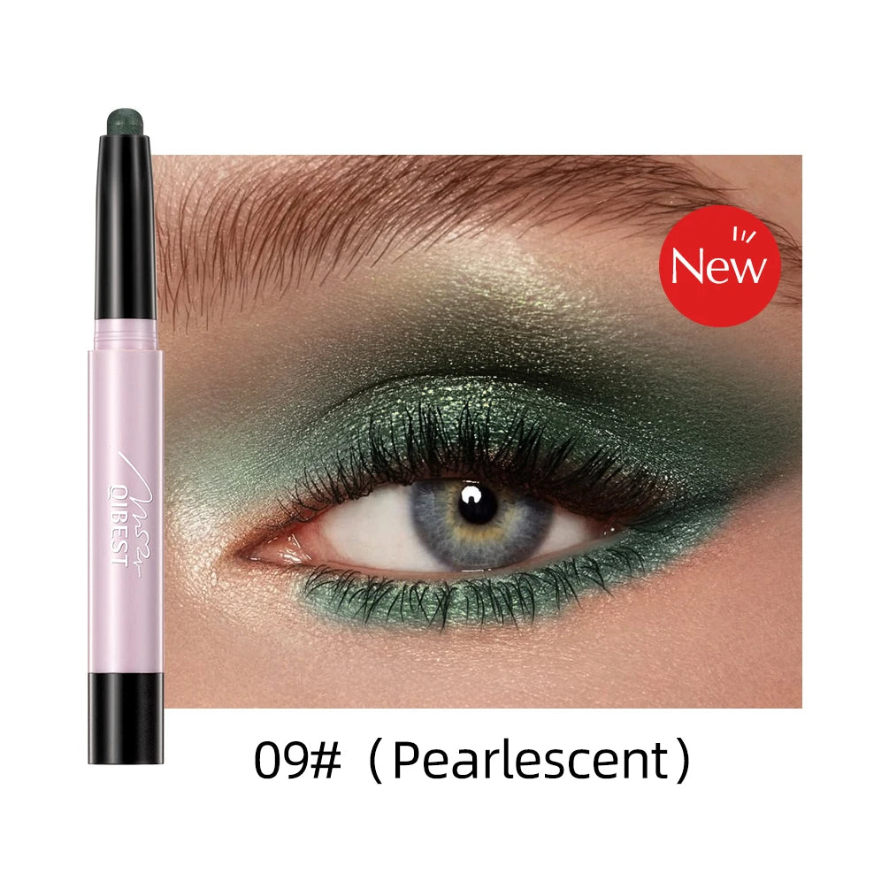 QIBEST Glitter Eyeshadow Stick Diamond Shimmer Waterproof Long Lasting 12 Colors Shiny Highlighter Makeup Eye Shadow Pencil