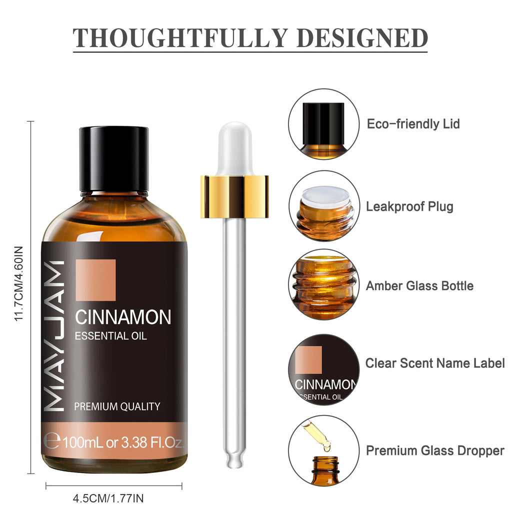 MAYJAM 100ml Cinnamon Essential Oil for Humidifier Aromatic Diffusers Burner Making Scented Candle Handmade Soaps