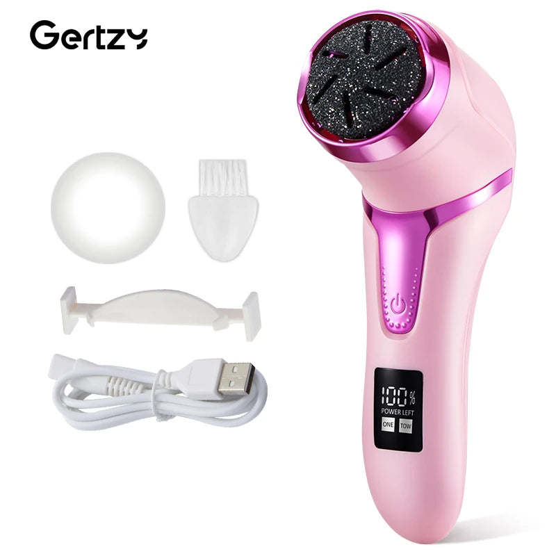 USB rechargeable professional foot care kit with LCD display, 2-speed, multiple heads for removing dead skin